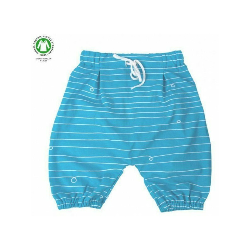 Pantaloni Salvari 3/4 din bumbac organic - Iobio - Sevilla Blue-White Wave