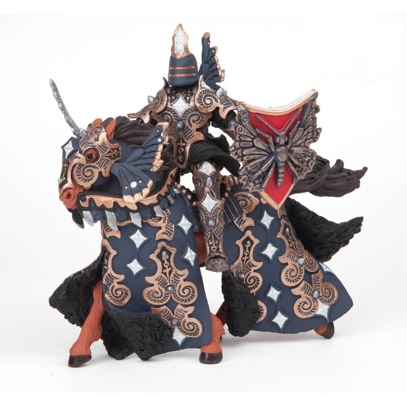 Papo - Cavalerul fluture si calul sau (negru) - Set figurine