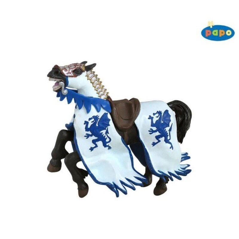Calul regelui cu blazon dragon (albastru) - Figurina Papo