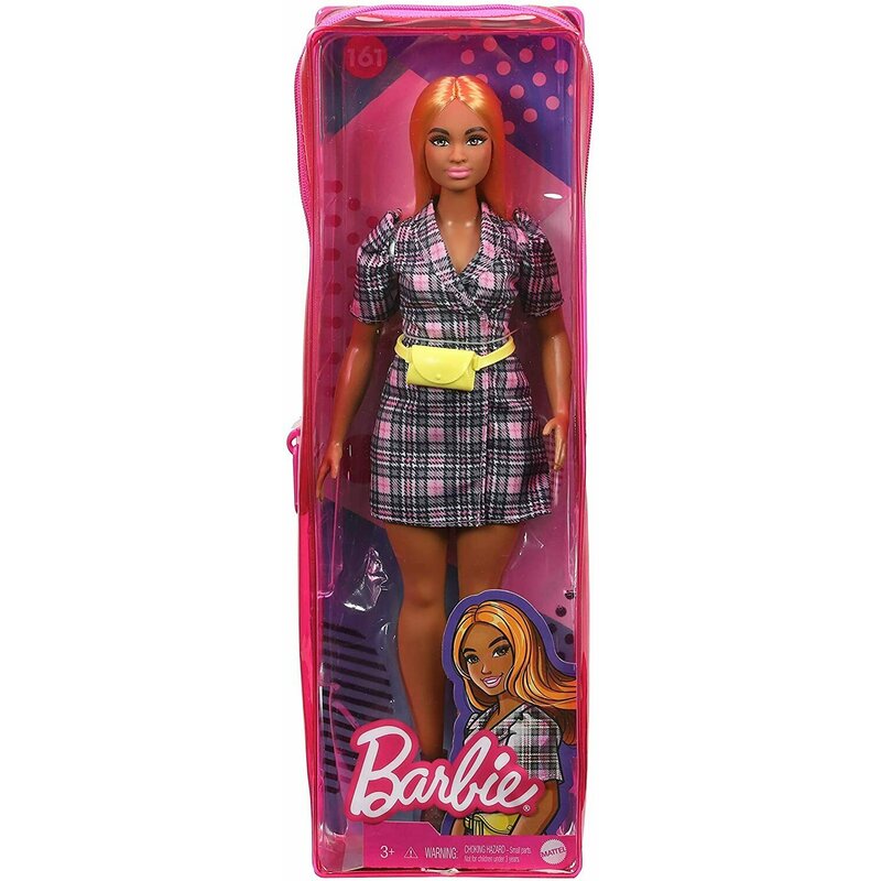 Mattel - Papusa Barbie Fashonista, Cu rochie tip blazer in carouri, Roz
