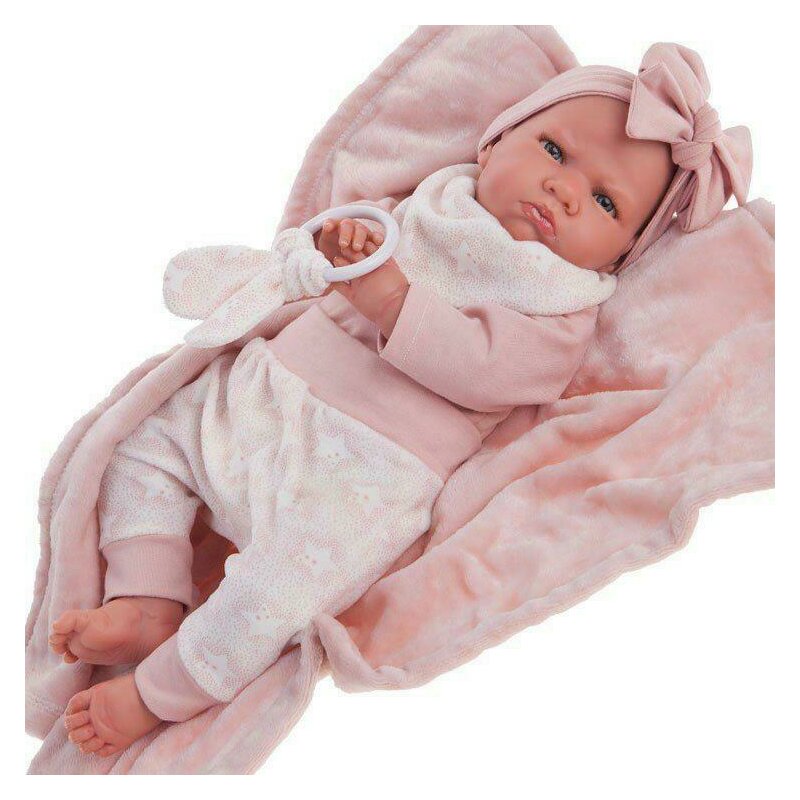 Antonio juan - papusa bebe realist mi primer reborn berta estrellas cu paturica roz