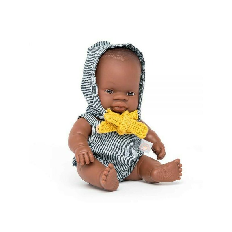 Miniland - papusa bebelus educativa 21 cm - baiat african