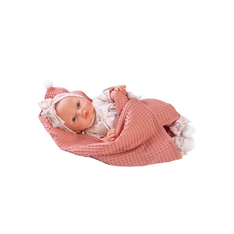 Antonio juan - papusa bimba cu mecanism de sunet, paturica de primavara, 37 cm,