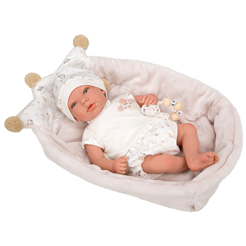 Papusa reborn bebelus realist arias aday 40 cm si cos beige