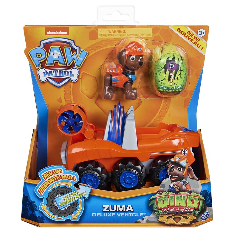 Spin master - masinuta , paw patrol , cu figurina zuma, cu figurina dino surpriza