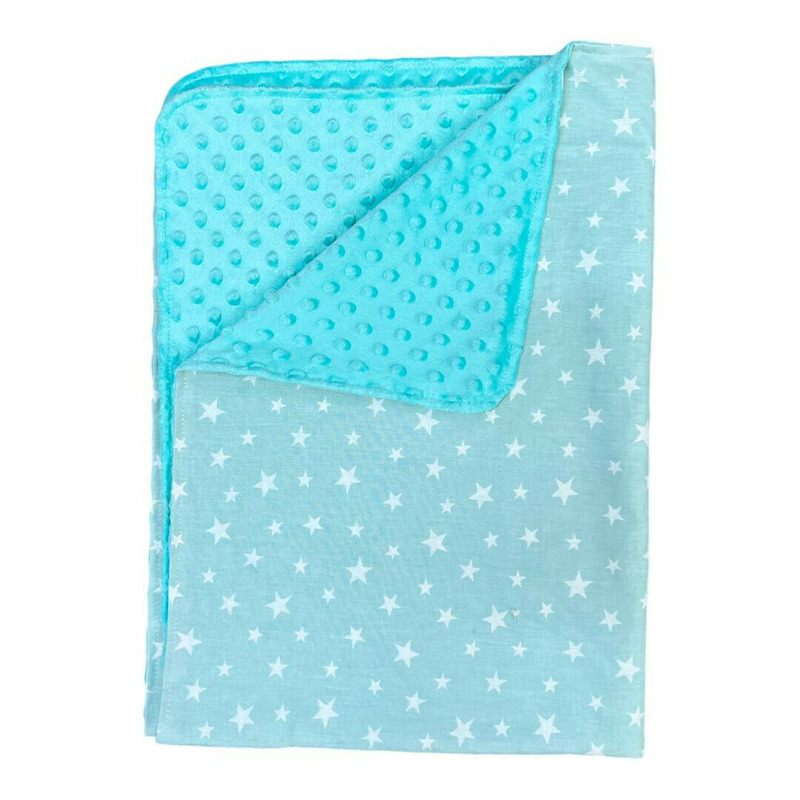 Paturica junior dubla bumbac - mincky pufos 145 x110 cm steluțe pe vernil