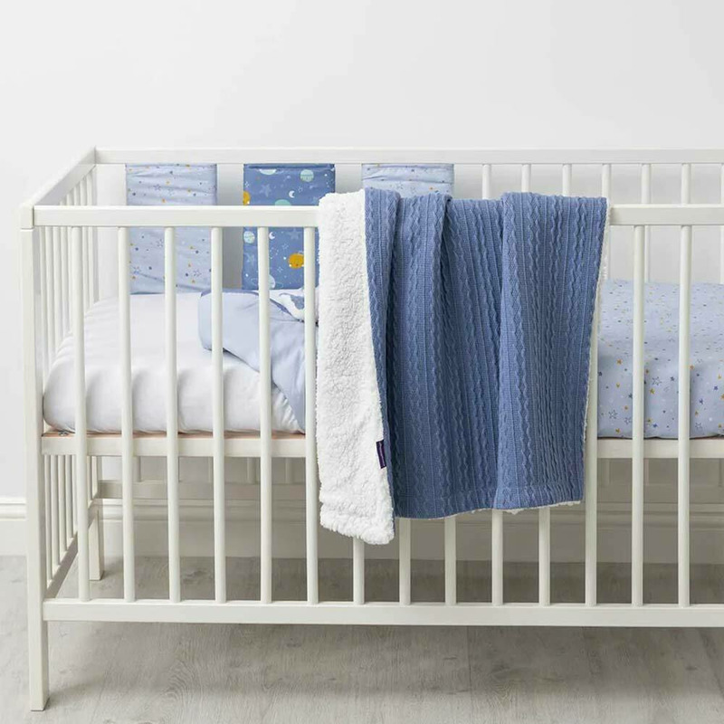 Paturica lux sherpa pentru bebelusi 75 x 100 cm blue clevamama 3483