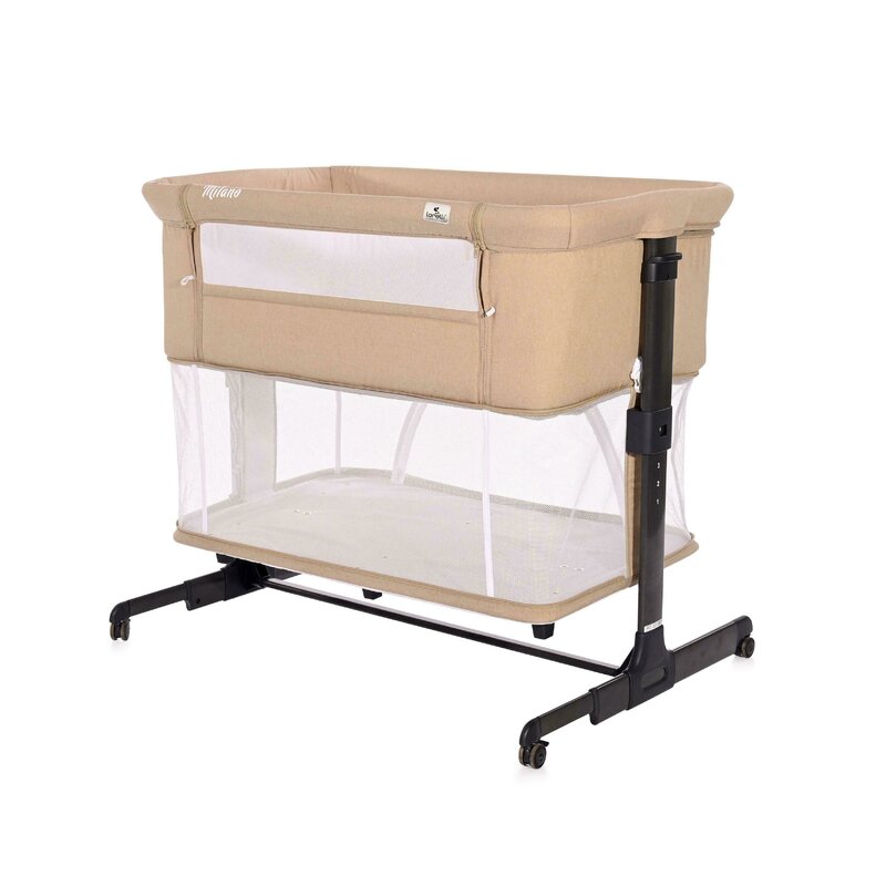 Lorelli - Patut co-sleeper Milano 2 in 1 din Aluminiu, 87x50 cm, Bej