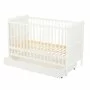 Patut din lemn bebe, 120x60 cm, Cu sertar, Cu sina speciala pentru dentitie, Multifunctional, EN716-1, EN716-2, Alb, Qmini, Julia + Saltea 10 cm - 9