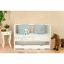 Patut din lemn bebe, 120x60 cm, Cu sertar, Cu sina speciala pentru dentitie, Multifunctional, EN716-1, EN716-2, Alb, Qmini, Julia + Saltea 10 cm - 15