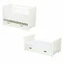 Patut din lemn bebe, 120x60 cm, Cu sertar, Cu sina speciala pentru dentitie, Multifunctional, EN716-1, EN716-2, Alb, Qmini, Julia + Saltea 10 cm - 2