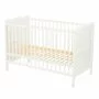 Patut din lemn bebe, 120x60 cm, Cu sina speciala pentru dentitie, Multifunctional, EN716-1, EN716-2, Alb, Qmini, Julia + Saltea 10 cm - 8