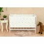 Patut din lemn bebe, 120x60 cm, Cu sina speciala pentru dentitie, Multifunctional, EN716-1, EN716-2, Alb, Qmini, Julia + Saltea 10 cm - 1
