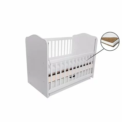 Patut VESSANTI Como Balansoar culisant - Alb cu Bej + Saltea Cocos 10 cm