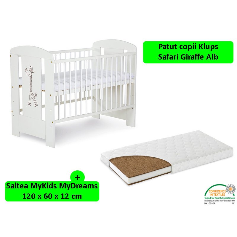 Klups - Patut Safari giraffe Alb + saltea 12 Mykids mydreams II