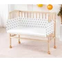 Patut pentru copii, Waldin, 2in1, 90 cm x 55 cm, lemn de fag, vopsea certificata, roti blocabile, laterala detasabila, co-sleeping, Saltea inclusa, Aparatoare laterala din bumbac, Natur, Cover, 8S1 - 2