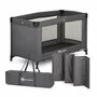Patut pliant, Petite&Mars, Koot, 120 x 60 cm, Cu roti, Functie de tarc, Pliere compacta, Include geanta de transport, Intrare laterala cu fermoar, Pereti din plasa, Pana la 15 kg, 0-30 luni, Gri Charcoal - 1