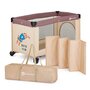 Patut pliant, Petite&Mars, Koot, 120 x 60 cm, Cu roti, Functie de tarc, Pliere compacta, Include geanta de transport, Intrare laterala cu fermoar, Pereti din plasa, Pana la 15 kg, 0-30 luni, Maro - 1