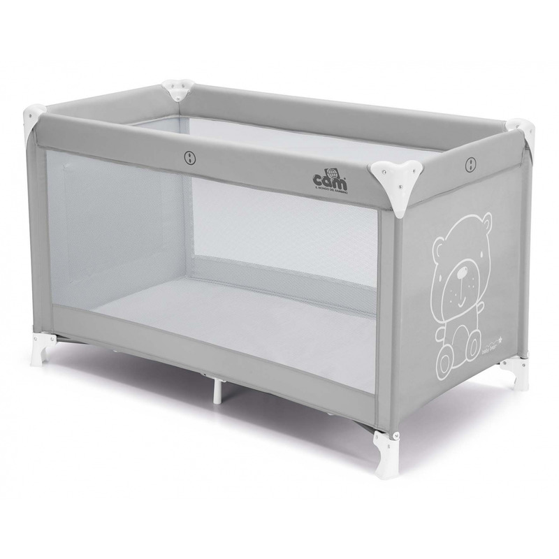 Patut pliant voiaj ultraportabil pentru copii sonno , usor de transportat, ideal pentru calatorii, material rezistent cu protectii laterale si saltea inclusa, gri