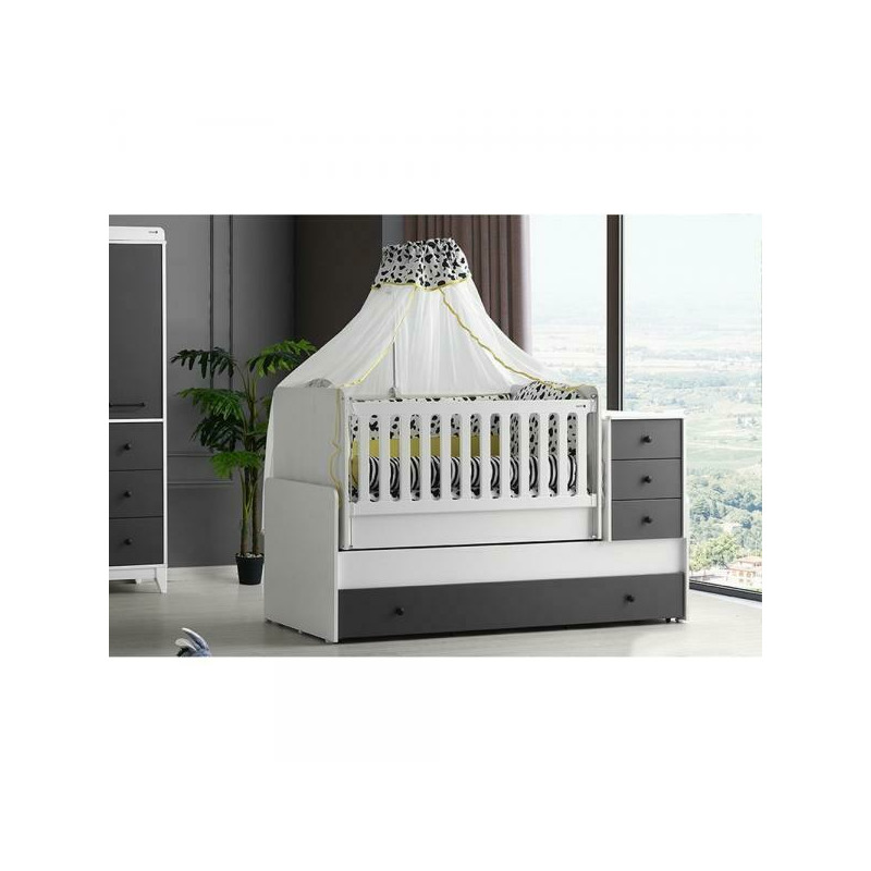 Patut transformabil mykids olivia alb gri-inchis 180x80