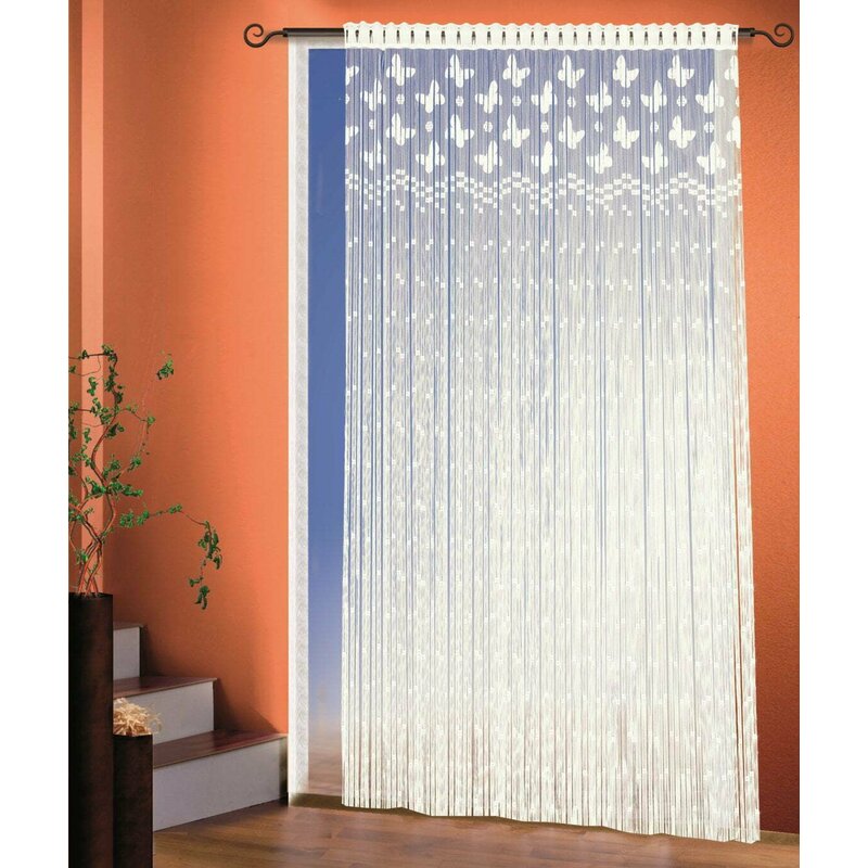 Perdea franjuri, luise, pentru prindere pe teava, luise, l135 x h245, alb