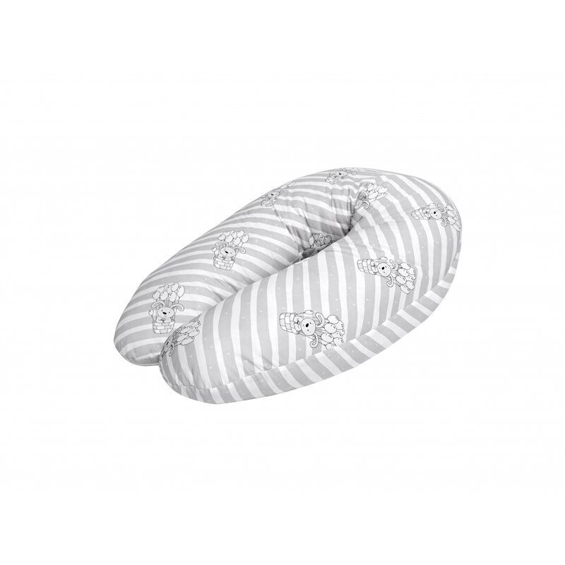 Lorelli - Perna pentru alaptat , Striped , 190 cm din Bumbac, Gri