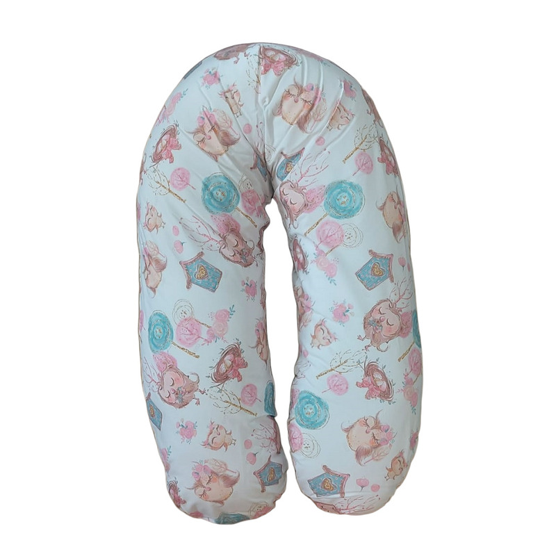 Perna pentru gravida, fibre din silicon, 180 cm, eko - pink owls
