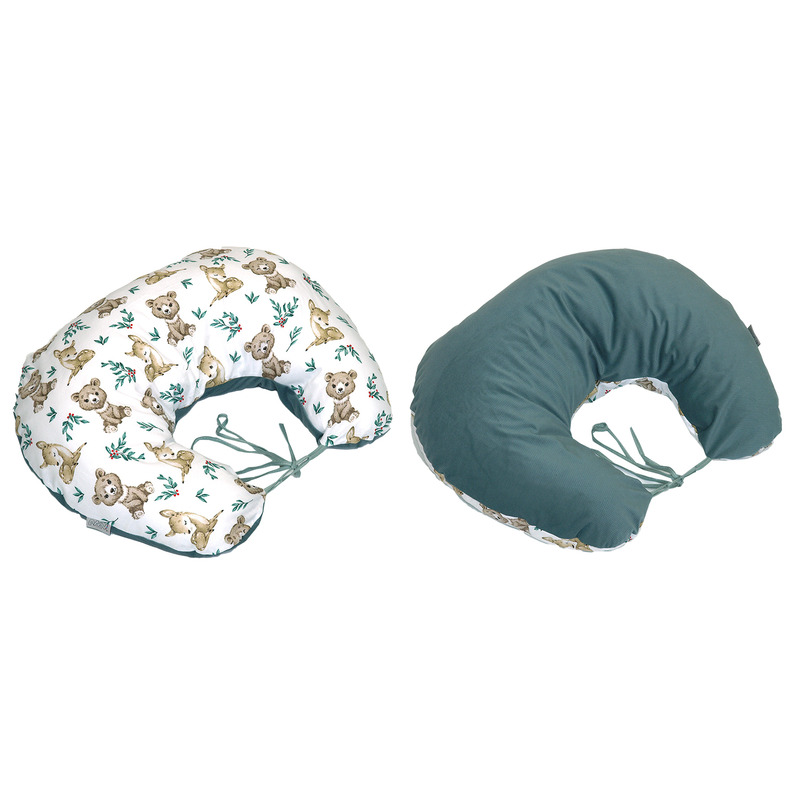 Perna pentru gravide si alaptare, husa detasabila cu fata dubla, bumbac si catifea, si umplutura antialergica babysoft , teddy khaki, amy