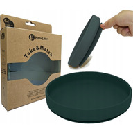 Petite&Mars - Farfurie din silicon fara BPA, Cu ventuza, TAKE&MATCH, 6 luni+, 400 ml, Verde Inchis