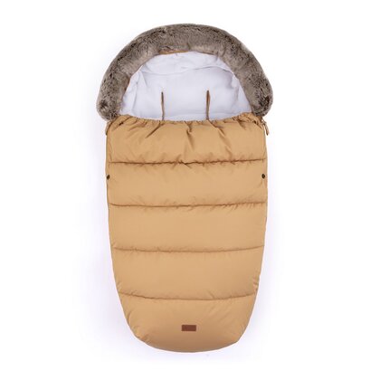 Petite&Mars - Sac de iarna impermeabil Comfy, 4 in 1, Cu blanita si interior din fleece, Universal, Pentru carucior, 100 x 55 cm, Caramel
