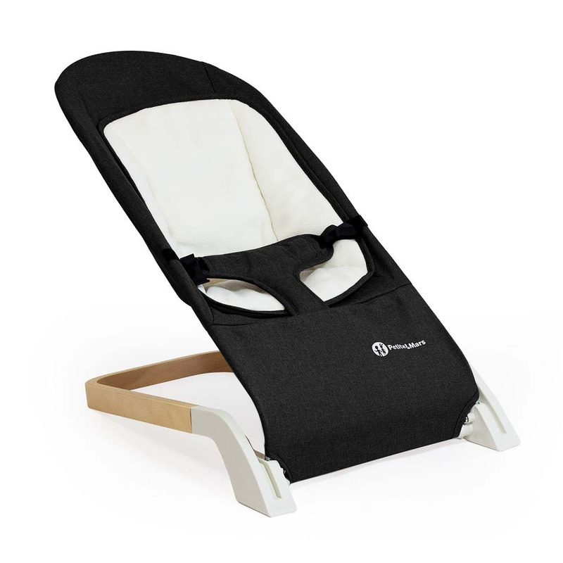 Petite&mars - sezlong balansoar, calmy, cu centura in 3 puncte, de la nastere pana la 9 kg, conform standardului en12792, negru