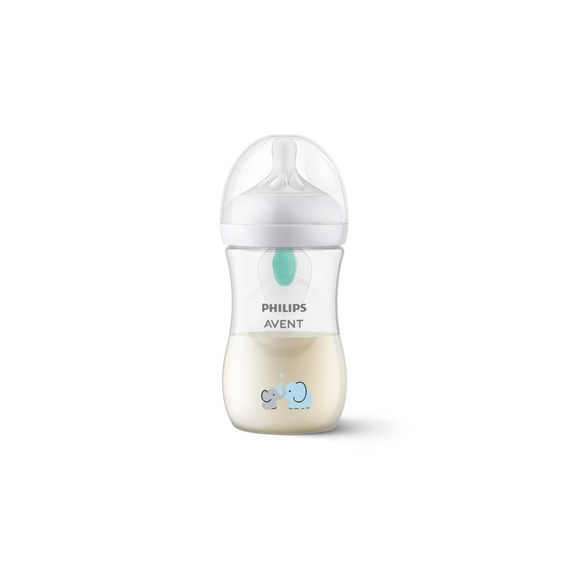 Philips avent - biberon natural response, cu supapa airfree, 1 luni+, 260 ml, fara bpa, anticolici, elefant