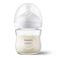 Philips Avent - Biberon Natural Response, Din sticla, 0 luni+, 120 ml, Fara BPA, Anticolici, Alb