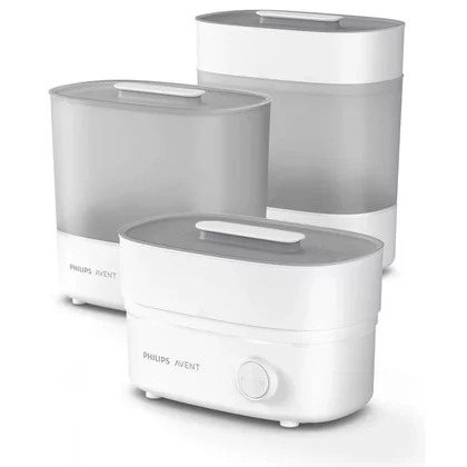 Sterilizator electric, Philips Avent, Pentru biberoane, Cu tava de scurgere, Sterilizare in 10 min, Design compact, 220V, Alb