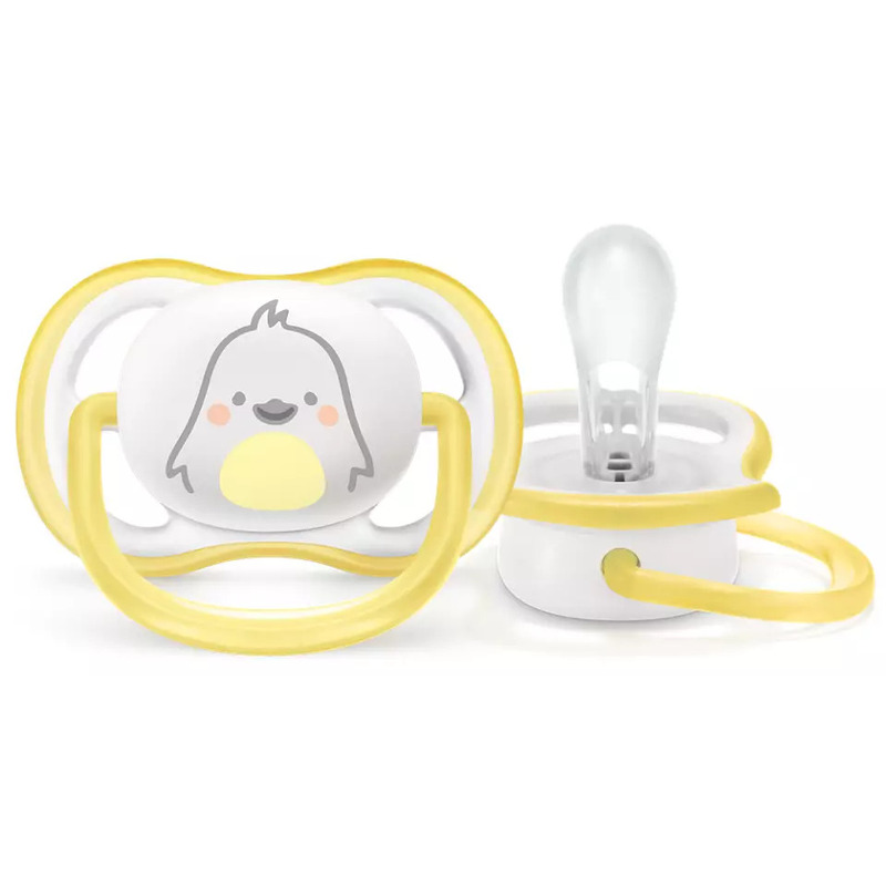 Philips avent - suzeta ultra air, 0-6 luni, din silicon, ortodontica, fara bpa, pinguin, galben