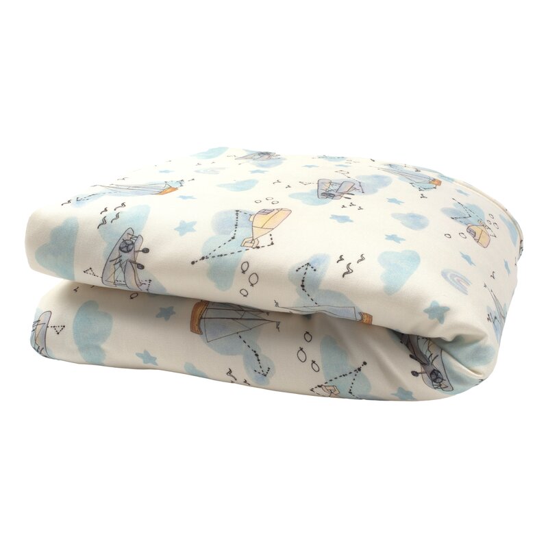Amy - pilota pentru copii nature bamboo by din bambus si umplutura hipoalergenica babysoft, nori calatori, 70x65cm