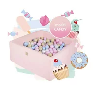 Piscina uscata cu 300 de bile (babyblue, bej, alb perlat, roz pastel) MeowBaby  , Candy, 90x90x40 cm, Roz