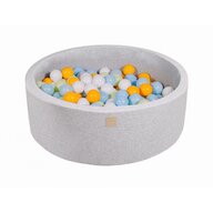 MeowBaby® - Piscina cu bile,  Cu 200 bile, Alb  Galben  Verde  Babyblue, 90x30 cm, Gri