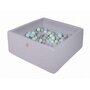 Meowbaby® - Piscina uscata cu 200 de bile (alb perlat, gri, transparent, mint, baby blue) MeowBaby  , 90x90x40 cm, Gri - 1