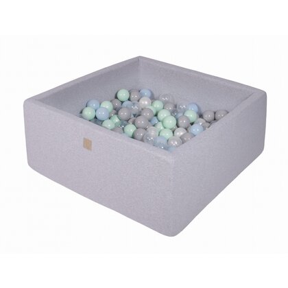 Meowbaby® - Piscina uscata cu 200 de bile (alb perlat, gri, transparent, mint, baby blue) MeowBaby  , 90x90x40 cm, Gri