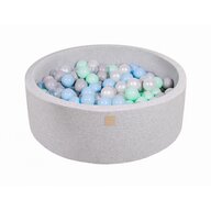 MeowBaby® - Piscina cu bile,  Cu 200 bile, Alb perlat  Gri  Transparent  Mint  Babyblue, 90x30 cm, Gri