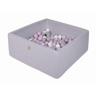 Meowbaby® - Piscina uscata cu 200 de bile (roz pastel, gri, alb) MeowBaby  , 90x90x40 cm, Gri