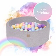 MeowBaby® - Piscina cu bile Rainbow,  Cu 250 bile, Babyblue  Mint  Pastel roz  Lila, 90x30 cm, Gri