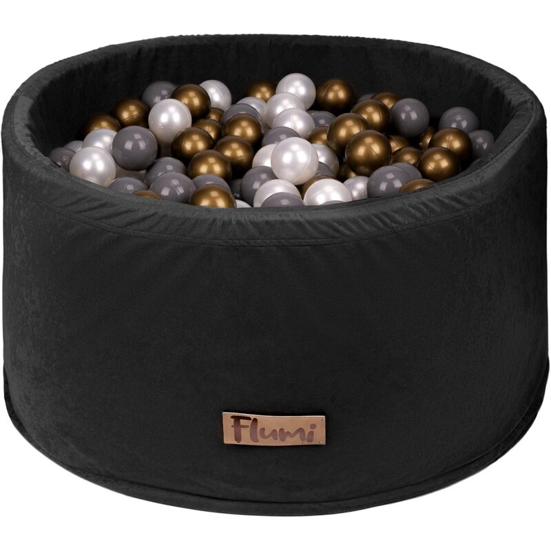 Flumi - piscina cu bile, cu 200 bile, 90x40 cm, negru