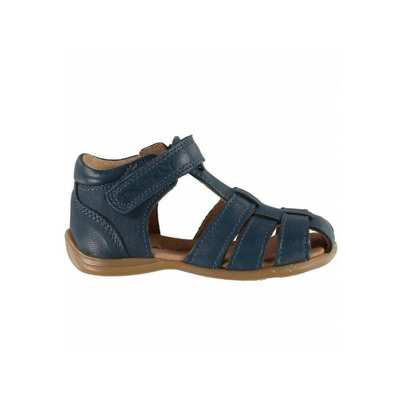 Plain small navy 22 - sandale din piele cu inchidere velcro pentru copii