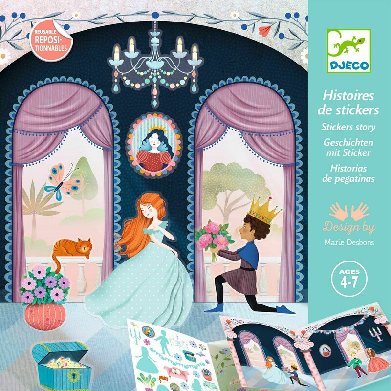 Djeco - planse cu abtibilduri repozitionabile , viata la castel