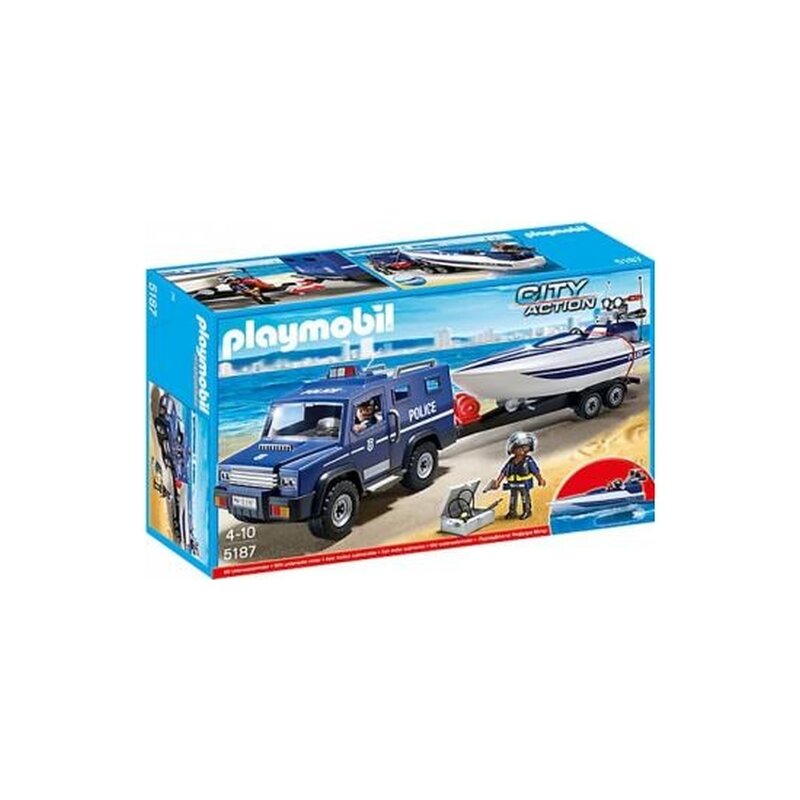 Playmobil - Camion De Politie Cu Barca