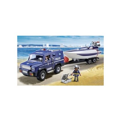 Playmobil - Camion De Politie Cu Barca