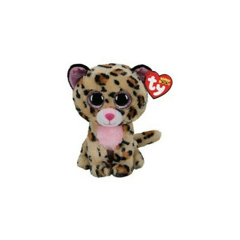 TY - Jucarie din plus Leopard, 15 cm, Maro/Roz