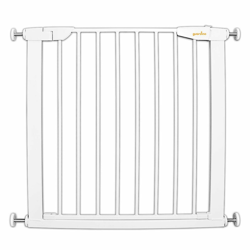 Poarta de siguranta pentru copii, 75-81 cm, extensibila, montare prin presiune, fara gaurire, metal, alb, guardino 700010